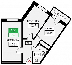 2-комнатная квартира 52,9 м2 ЖК «Свобода»