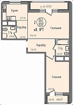 2-комнатная квартира 56,65 м2 ЖК «Зеленодар»