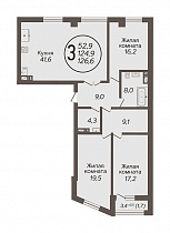 3-комнатная квартира 126,6 м2 ЖК «Role Clef»