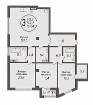 3-комнатная квартира 164,4 м2 ЖК «Role Clef»