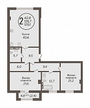 2-комнатная квартира 129,1 м2 ЖК «Role Clef»