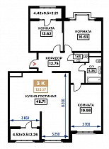 3-комнатная квартира 123,17 м2 ЖК «Сердце»