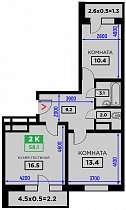 2-комнатная квартира 58,1 м2 ЖК «Свобода»