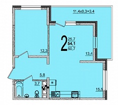 2-комнатная квартира 54,1 м2 ЖК «Грани»