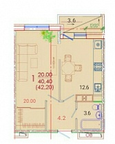 1-комнатная квартира 42,2 м2 ЖК «Романовский двор»