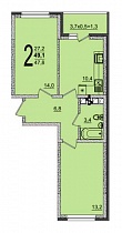 2-комнатная квартира 49,1 м2 ЖК «Грани»