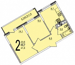 2-комнатная квартира 43,7 м2 ЖК «Грани»