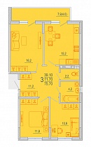 3-комнатная квартира 75,7 м2 ЖК «Южане»